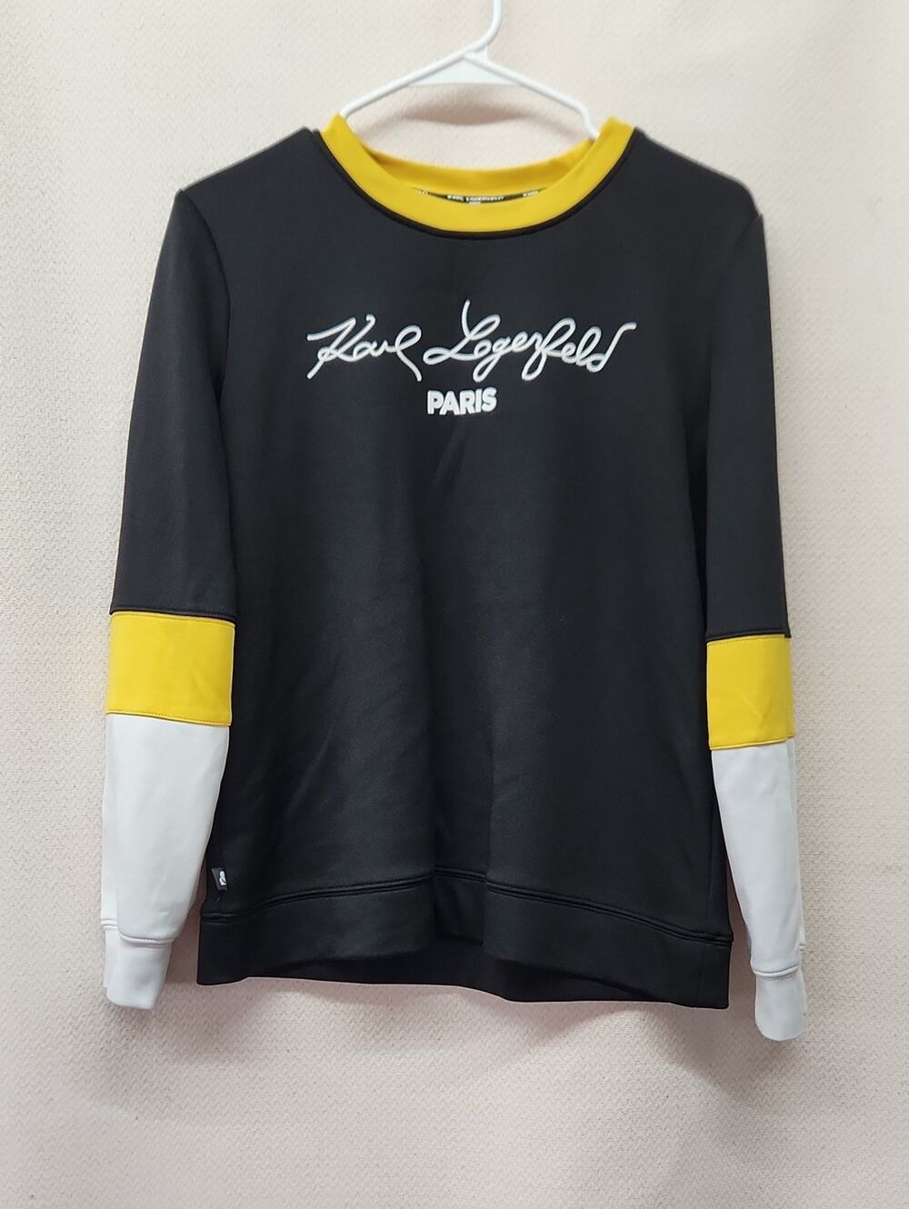 Karl Lagerfeld Black Sweatshirt with Yellow and White Accents